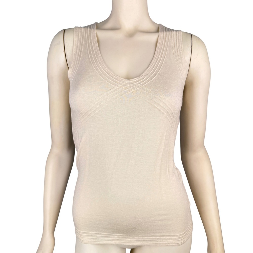 Banana Republic Size Small Stretch Modal Tank Top Cream Sleeveless Fitted Layer